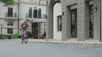 Cyclist riding with forward road awareness
